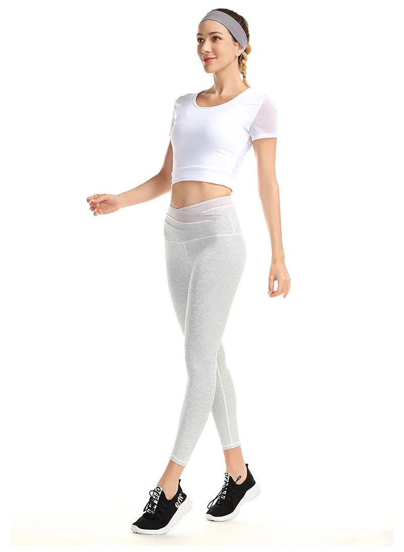 legging femme sport blanc haut taille tenue complete zentenue