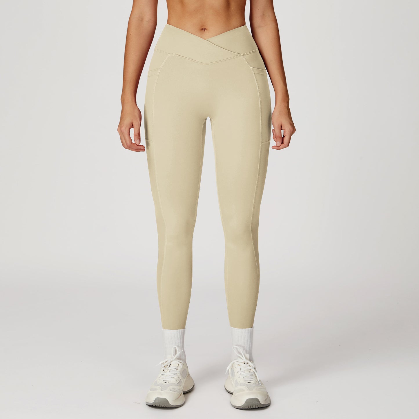 Naked-feel High-waisted Yoga Pants With Crossover Waistband