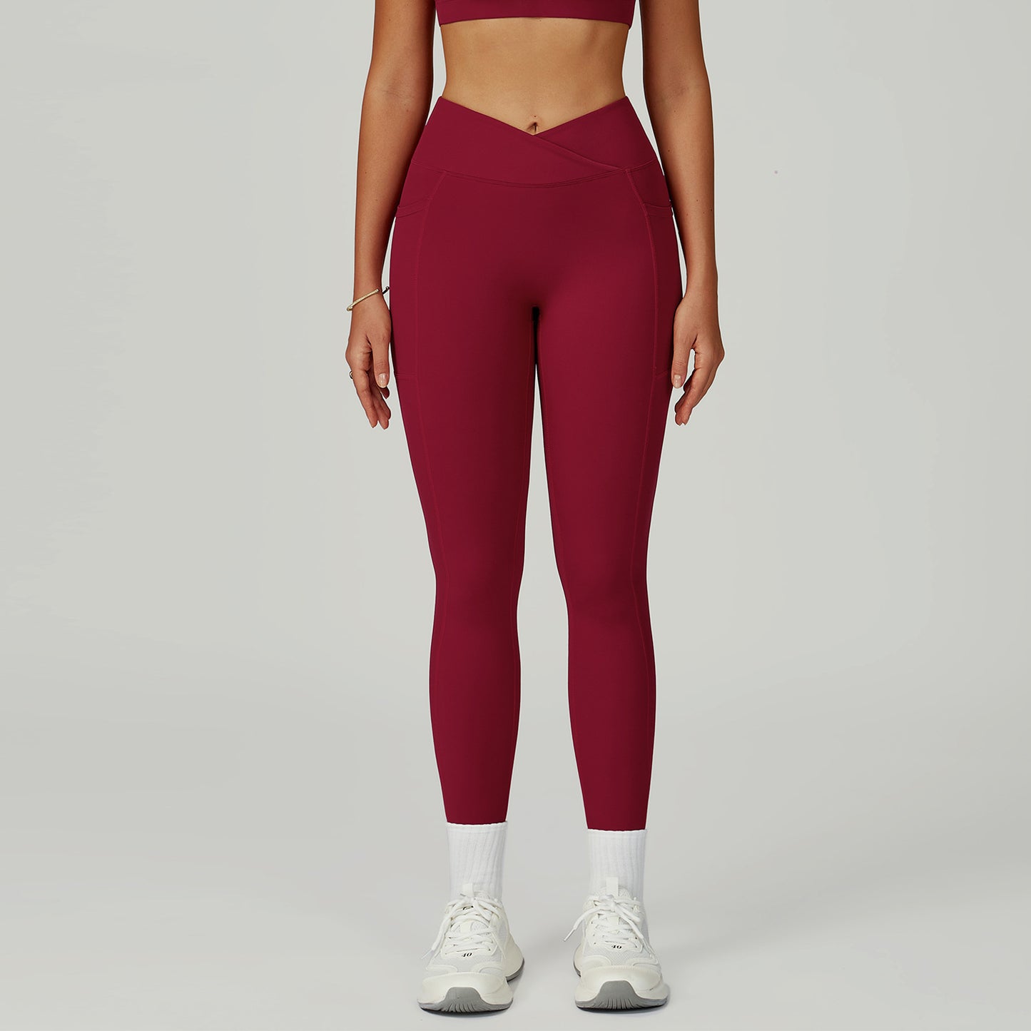 Naked-feel High-waisted Yoga Pants With Crossover Waistband
