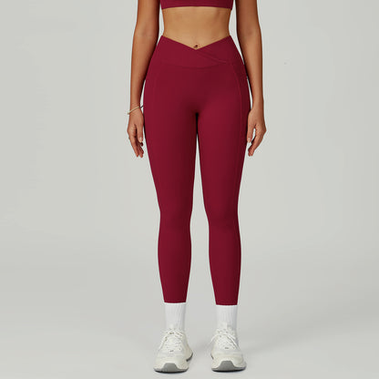 Naked-feel High-waisted Yoga Pants With Crossover Waistband