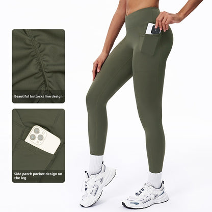Naked-feel High-waisted Yoga Pants With Crossover Waistband
