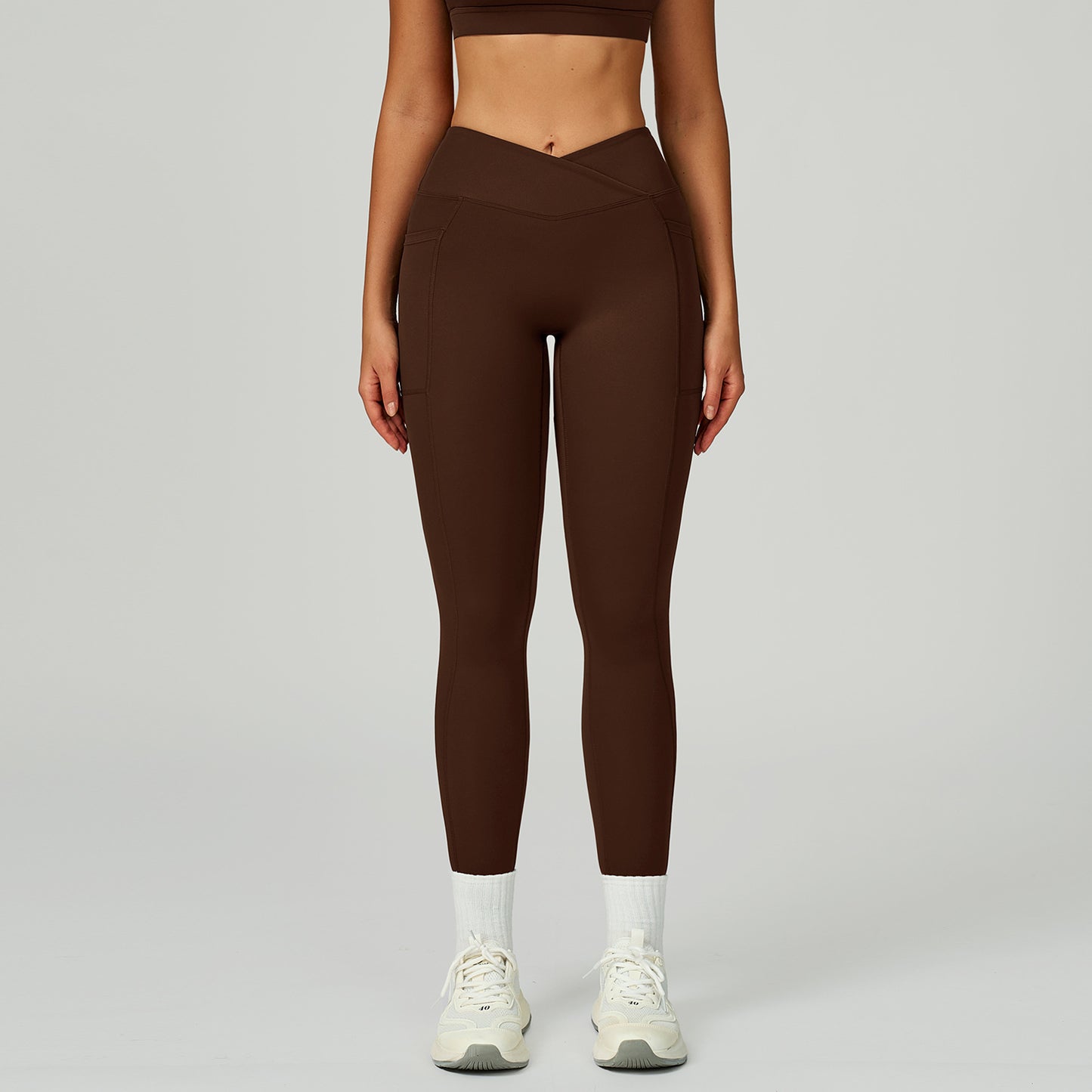 Naked-feel High-waisted Yoga Pants With Crossover Waistband