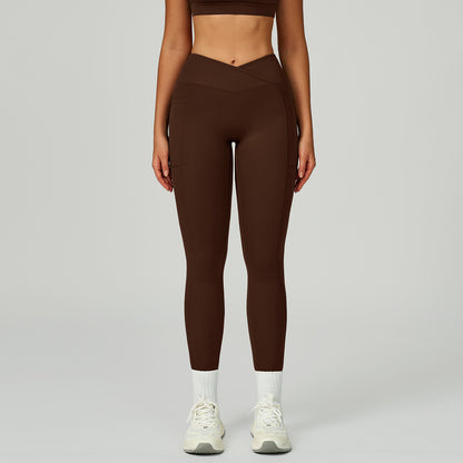 Naked-feel High-waisted Yoga Pants With Crossover Waistband