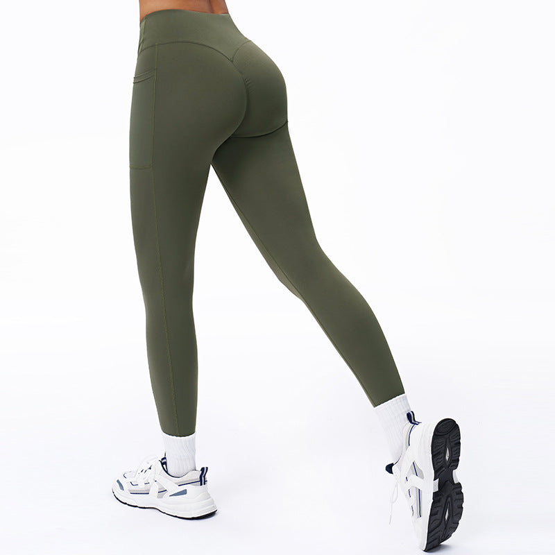 Naked-feel High-waisted Yoga Pants With Crossover Waistband