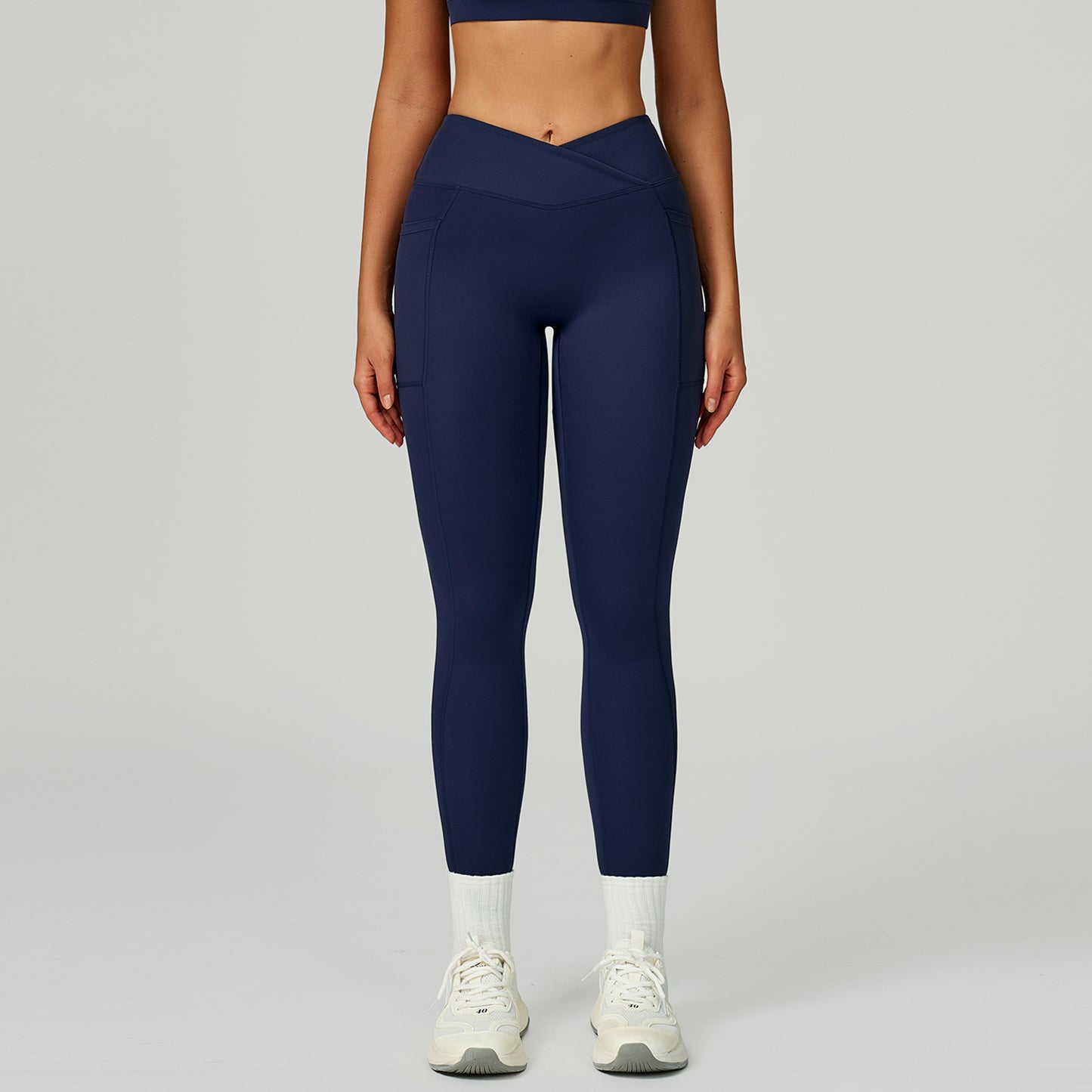 Naked-feel High-waisted Yoga Pants With Crossover Waistband