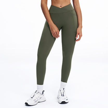 Naked-feel High-waisted Yoga Pants With Crossover Waistband