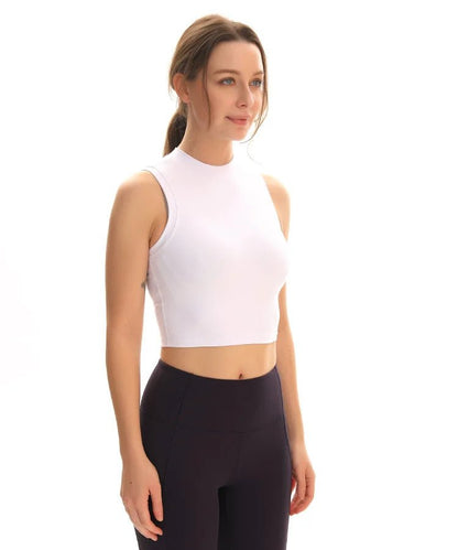 brassière femme sport blanche col montant zentenue