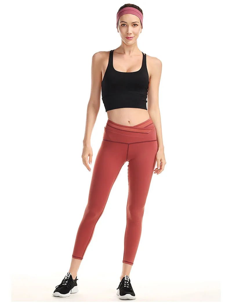  legging femme sport rouge haut taille tenue performance zentenue 