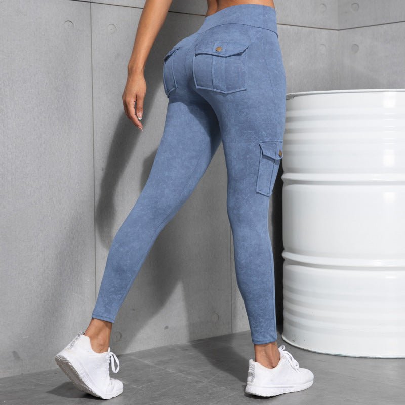 legging sport femme bleu cargo style denim zentenue