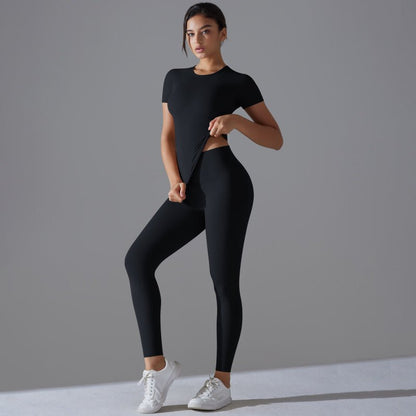  tenue sport femme noire haut ajusté legging zentenue
