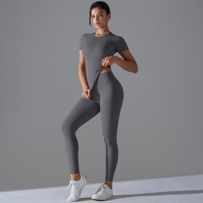  tenue sport femme grise ajustée haut court zentenue