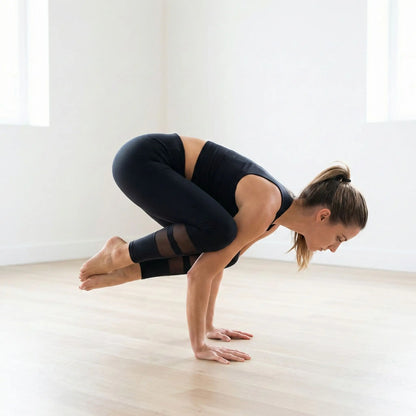 yoga bakasana corbeau equilibre femme indoor pantalon femme sport