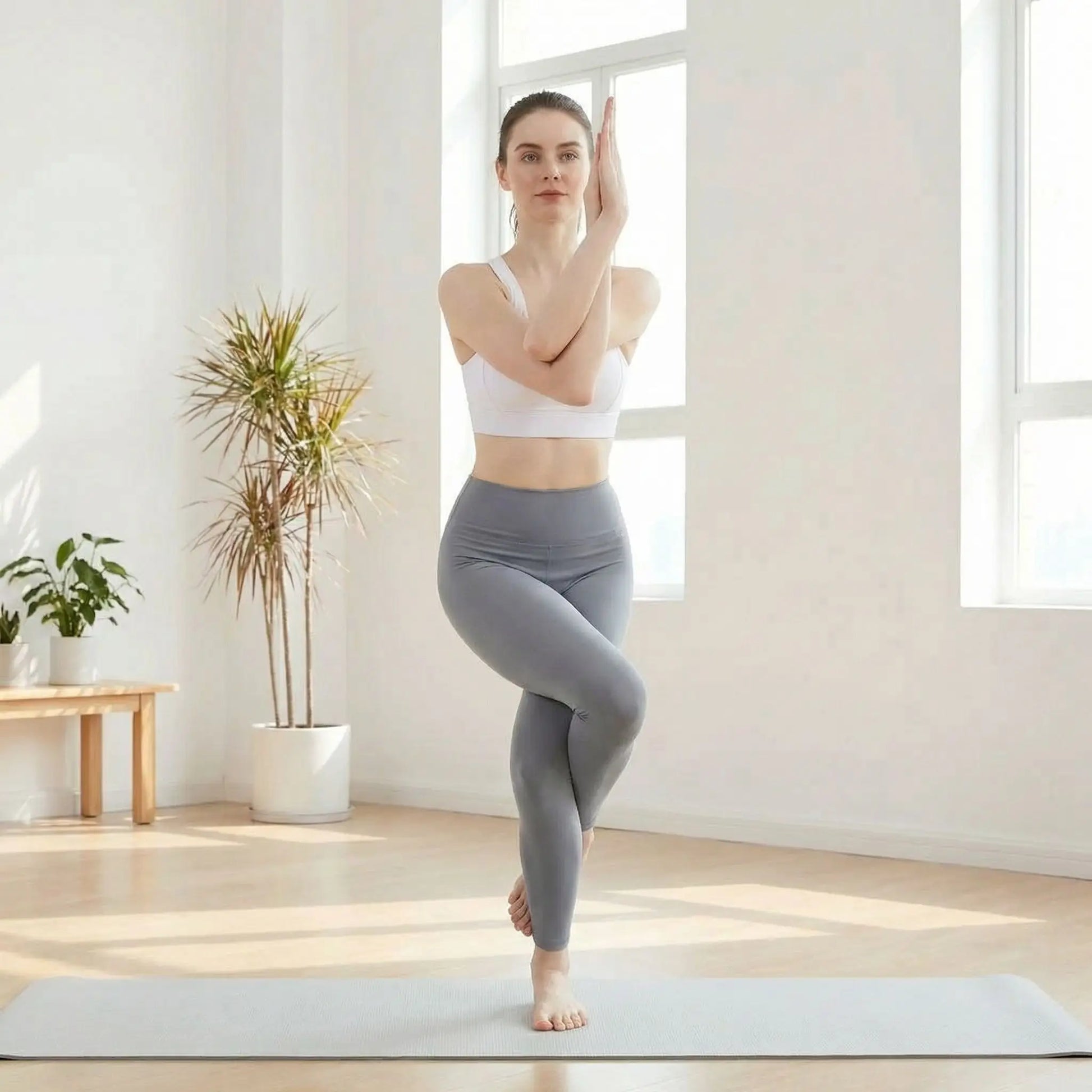 yoga garudasana aigle equilibre femme lumineux brassiere femme sport